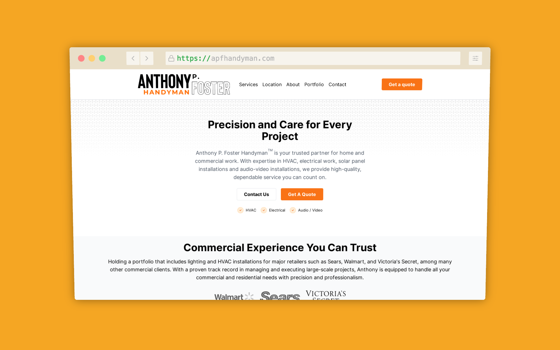 APF Handyman Website Mockup