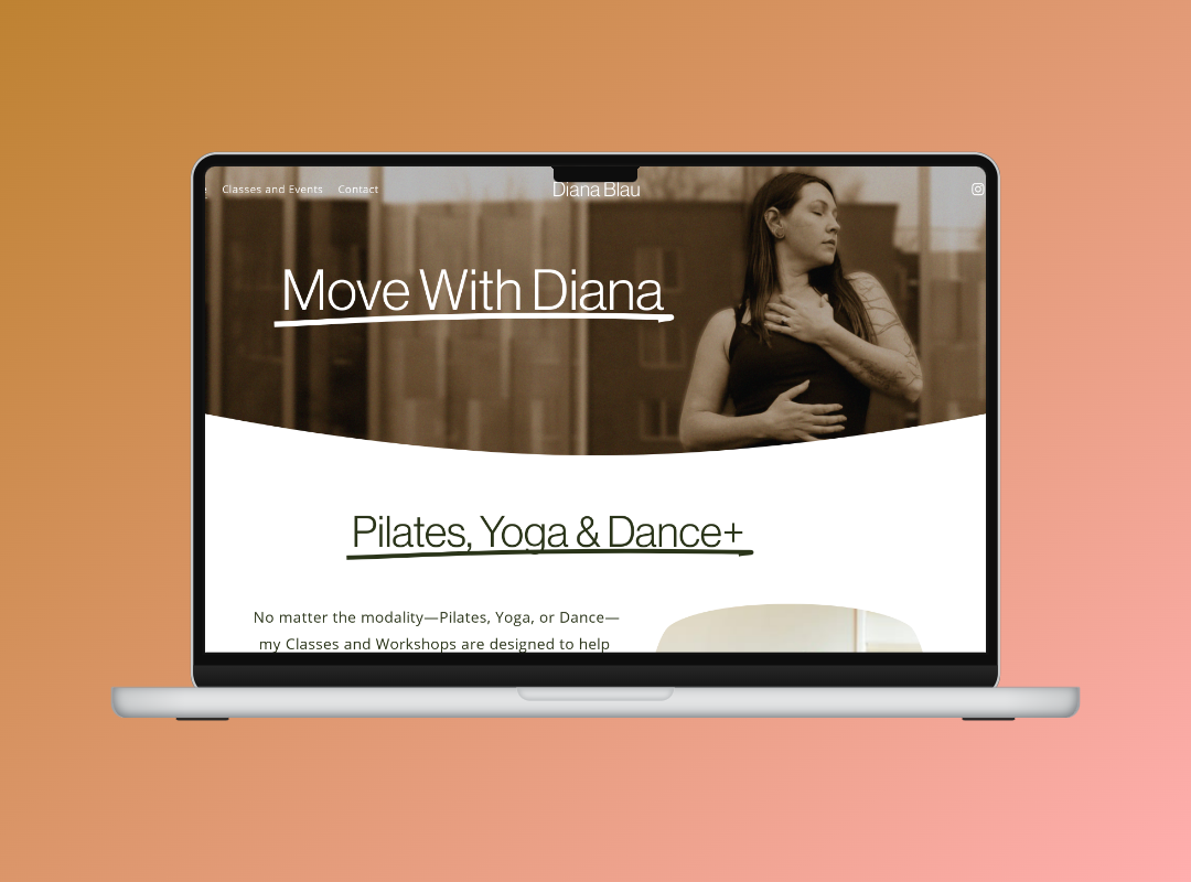 Mockup of MacBookPro showing movewithdiana.com